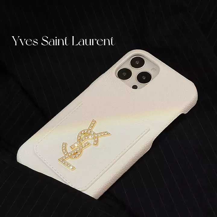 saint laurent pebbled leather card holder iphone 16/16pro/pro max case