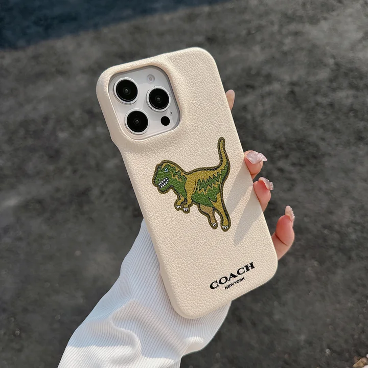 Coach - inspired beige dinosaur iPhone case