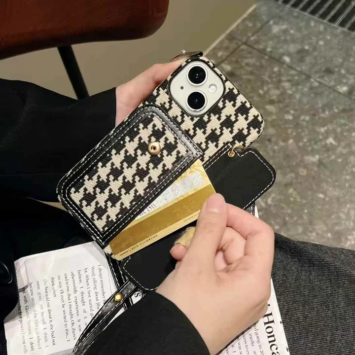 celine houndstooth pattern cross - body iphone case