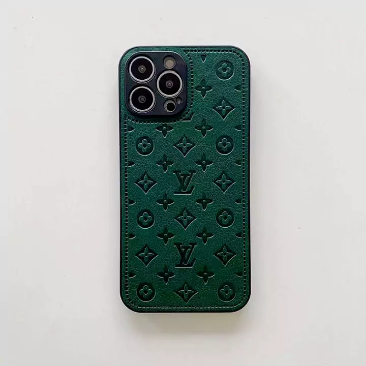 louis vuitton black white green leather embossed logo iphone 16/16pro/pro max case