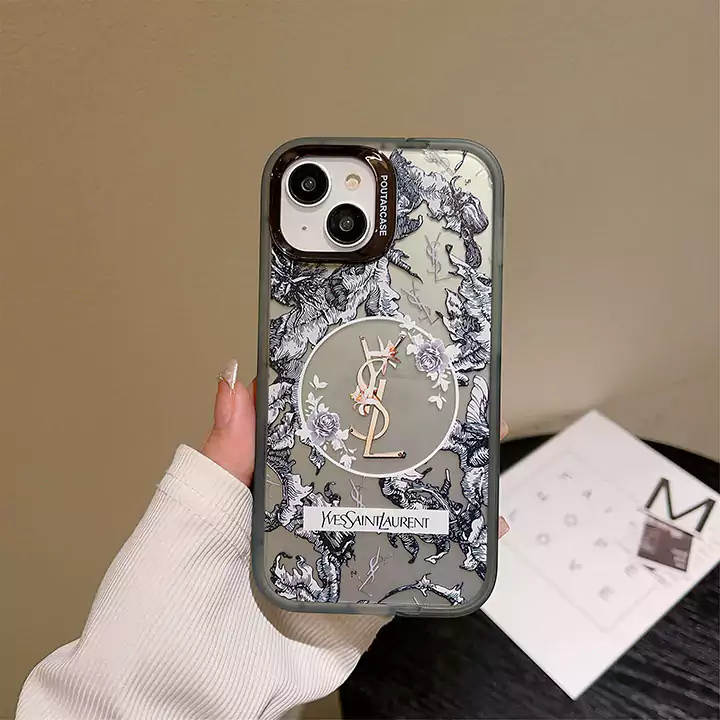 ysl semi-transparent floral iphone 16/16pro/pro max case