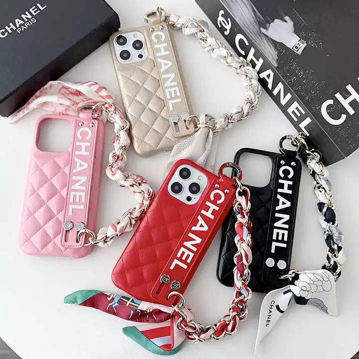 chanel wrist strap with silk scarf chain iphone case