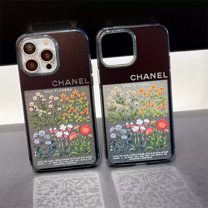 chanel four - corner shockproof glitter floral iphone case