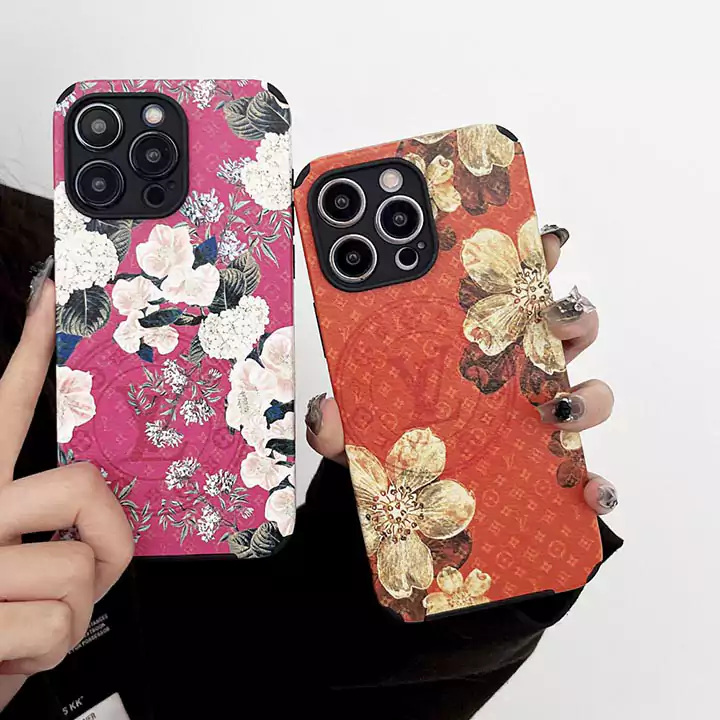 louis vuitton orange pink floral embossed leather iphone case