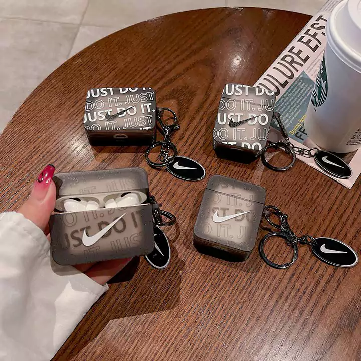 Nike - inspired translucent black square AirPods case，Nike AirPods 4 case，Nike AirPods Pro 2 case，Nike AirPods Pro case，Nike AirPods 3 case，Nike AirPods 1/2 case，translucent black AirPods cover