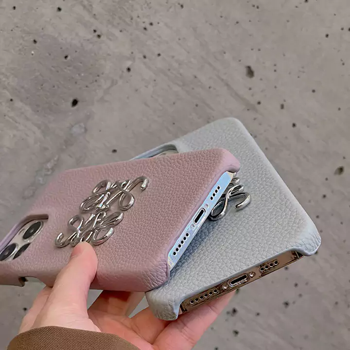 loewe metal logo genuine leather iphone 16/16pro/pro max case