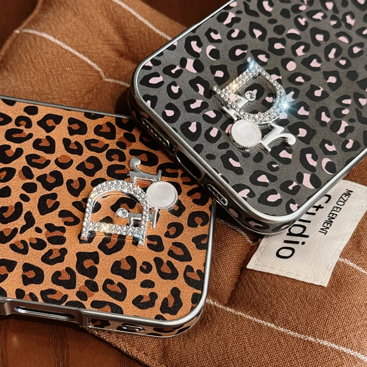  dior leopard print electroplated iphone 14/14pro case