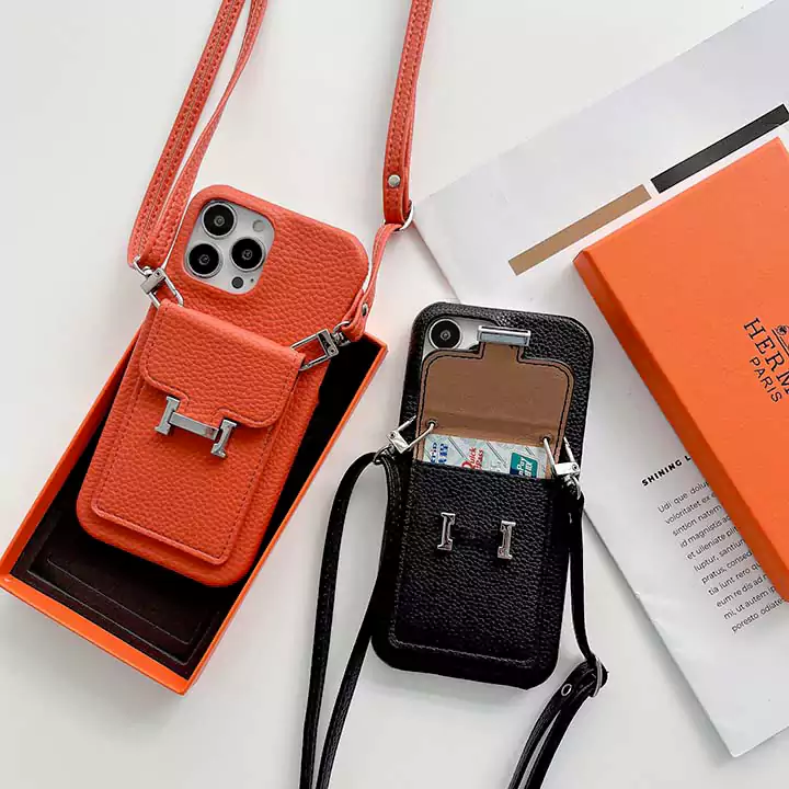 hermès pebbled leather cardholder crossbody iphone 16/16pro/pro max case