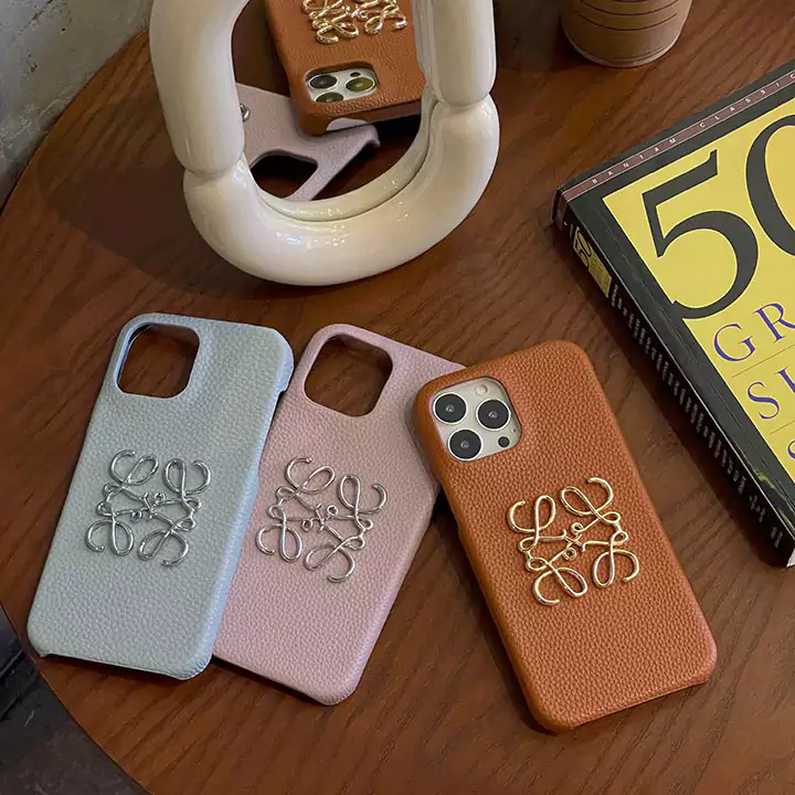 loewe metal logo genuine leather iphone 16/16pro/pro max case