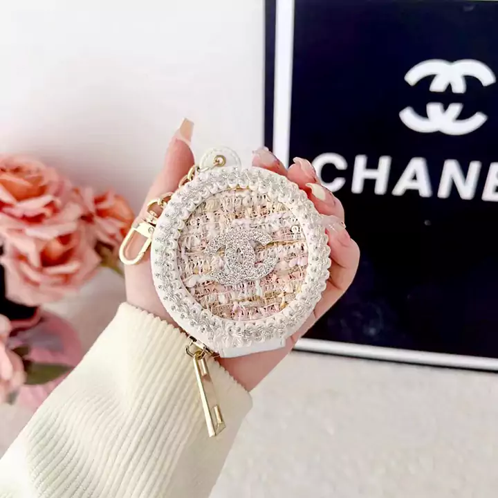 CHANEL round woolen tweed AirPods case