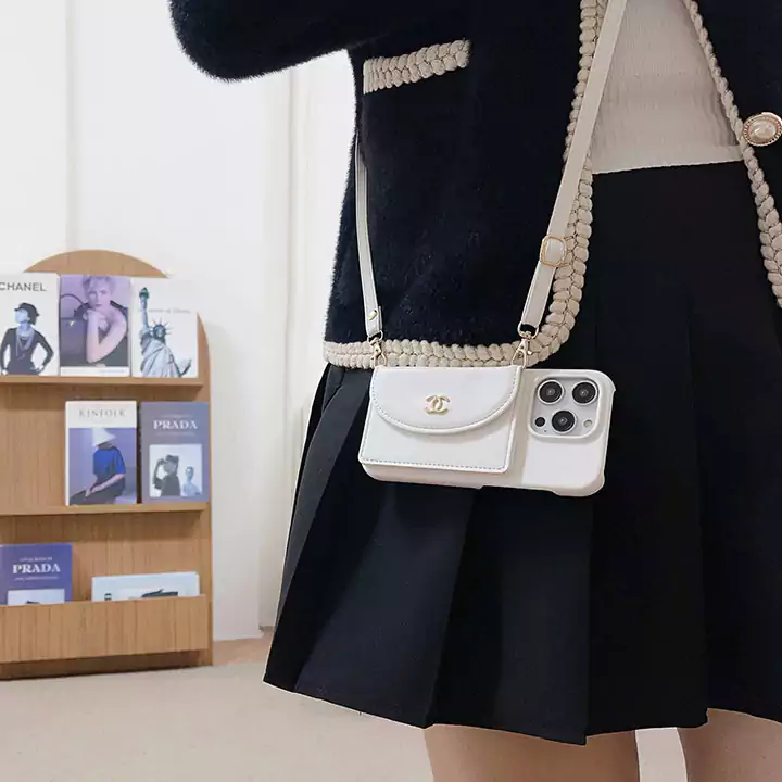 chanel crossbody cardholder metal logo iphone 16/16pro/pro max case