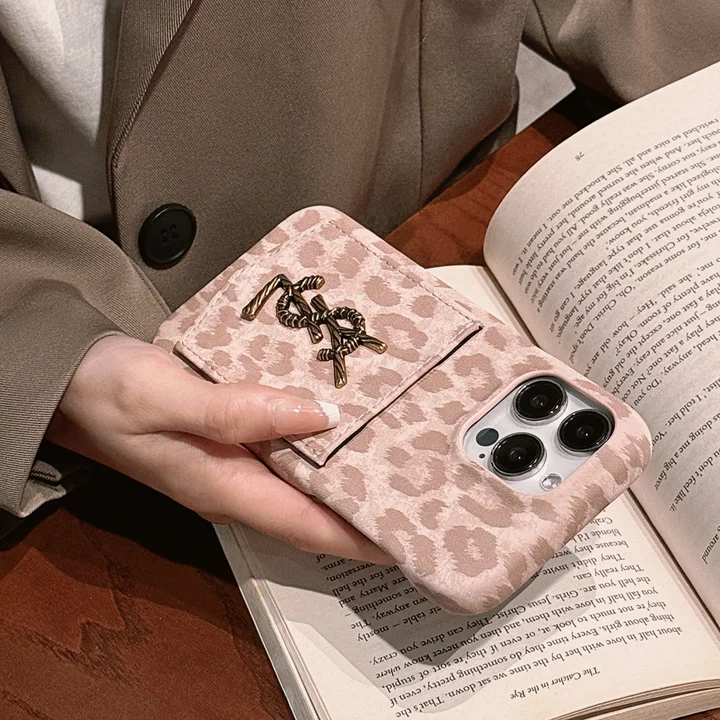  ysl leopard print card holder iphone 16/16pro case