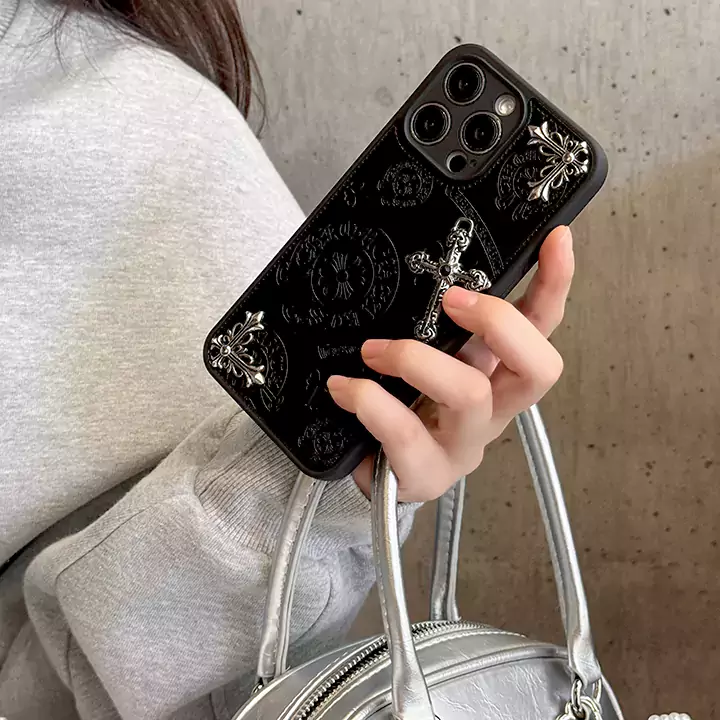 chrome hearts leather full - pattern embossed iphone case