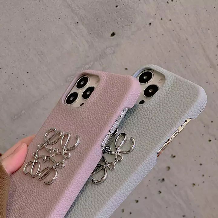 loewe metal logo genuine leather iphone 16/16pro/pro max case