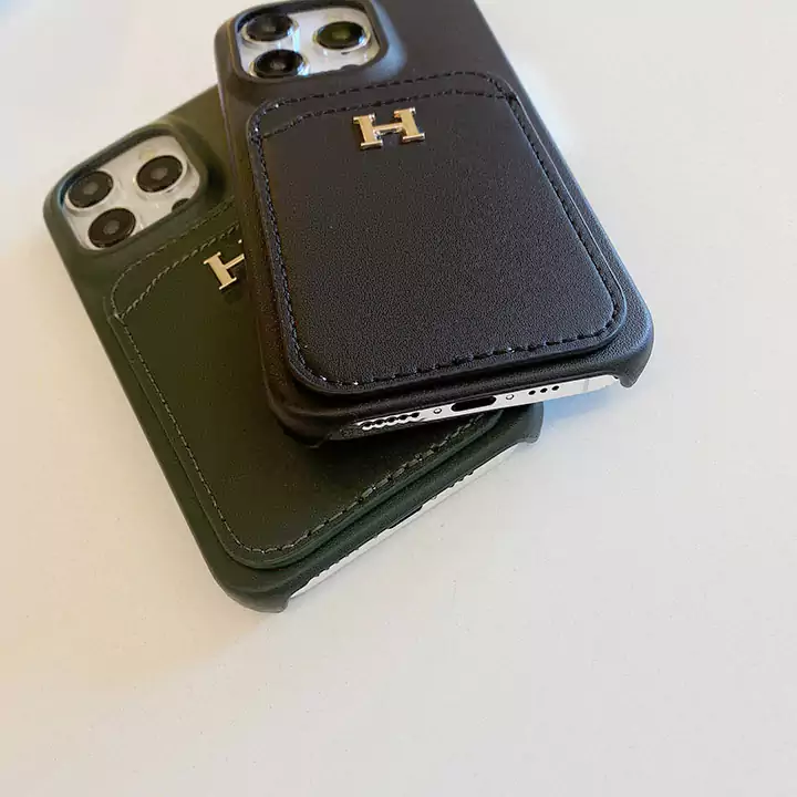 hermès leather card holder h metal logo iphone case