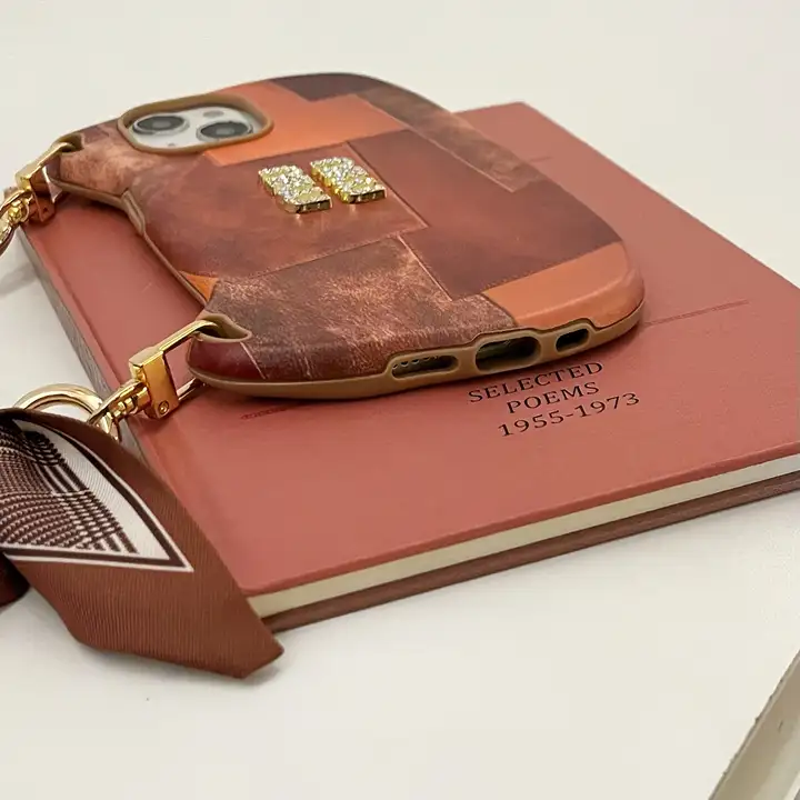 miumiu crystal-embellished brown check handbag iphone 16/16pro/pro max case