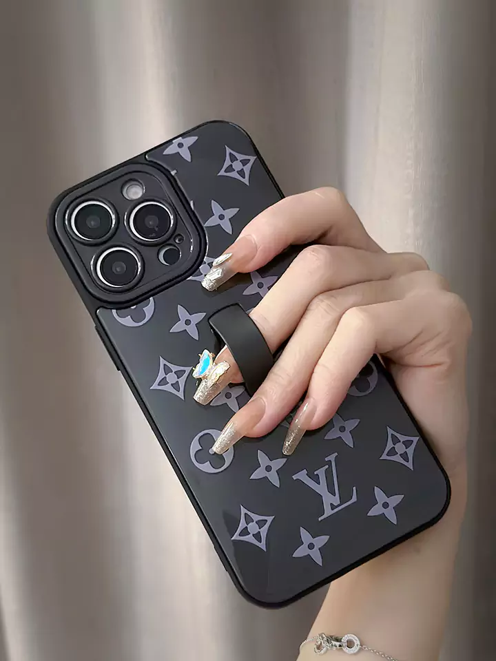 Chic LV Macaron Glossy Invisible Stand iPhone Case for iPhone 16/16 Pro/15/15 Pro/14/14 Pro/13/13 Pro