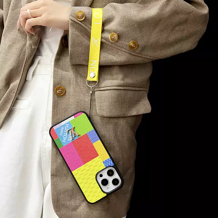 LV iridescent print hand chain iPhone case