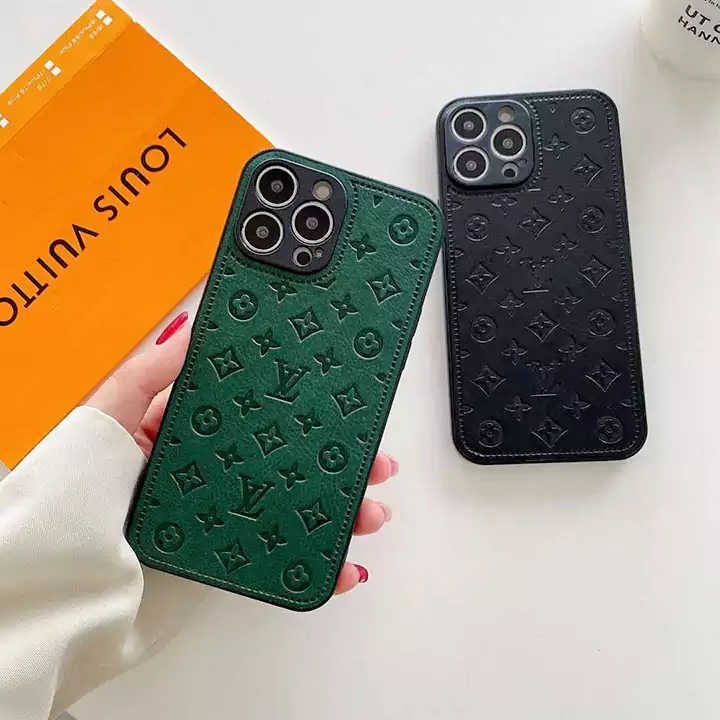 louis vuitton black white green leather embossed logo iphone 16/16pro/pro max case