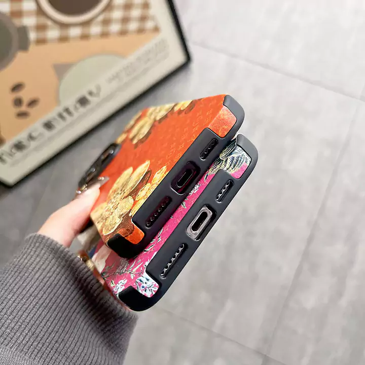 louis vuitton orange pink floral embossed leather iphone case
