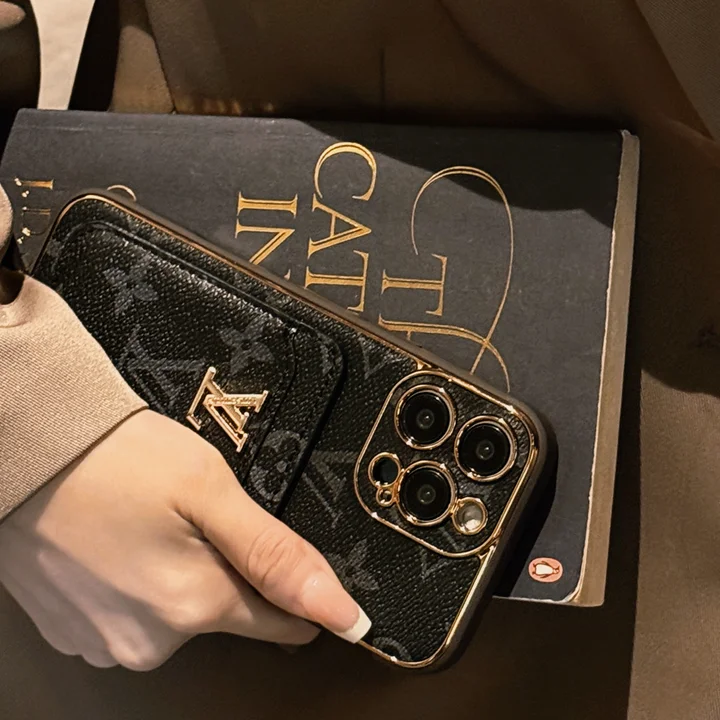  lv gucci gold rimmed gold logo card holder iphone 15/15pro case
