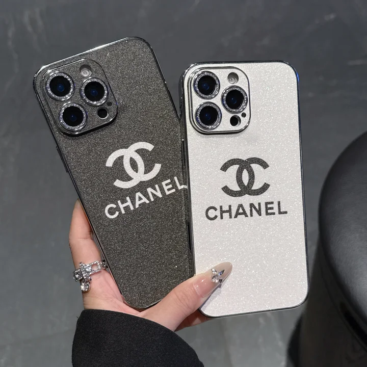 chanel glittery logo iphone case