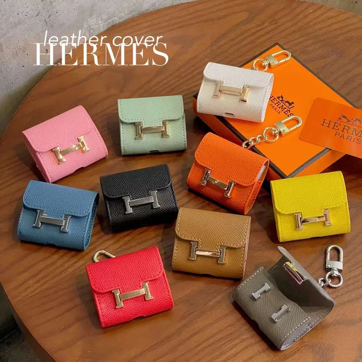 Hermès - inspired multi - color leather mini - bag - style AirPods case