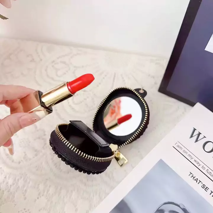 CHANEL round woolen tweed AirPods case
