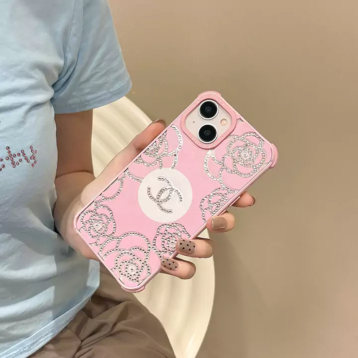 hand - embellished rhinestone pink chanel iphone case