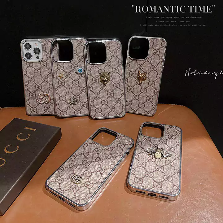 gucci classic pattern metal logo iphone case