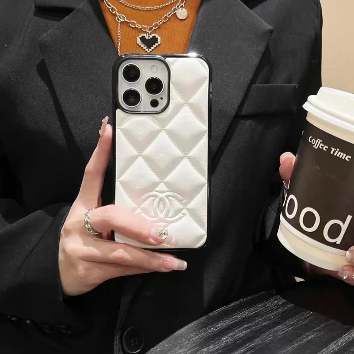 chanel quilted leather chanel leather logo iphone case