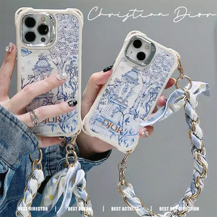 dior forest birds and flowers anti - drop silk scarf wrist strap iphone case