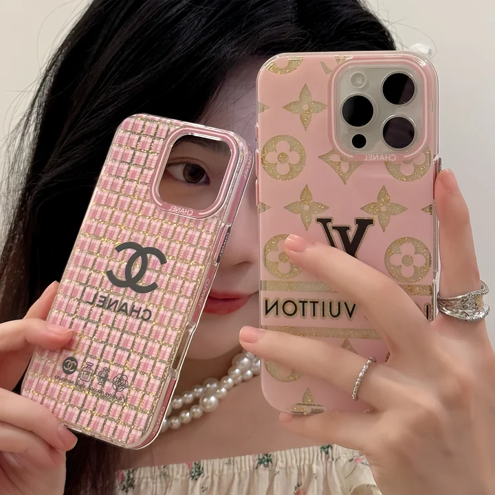 lv foundation hollow - out chanel pink checkered iphone case