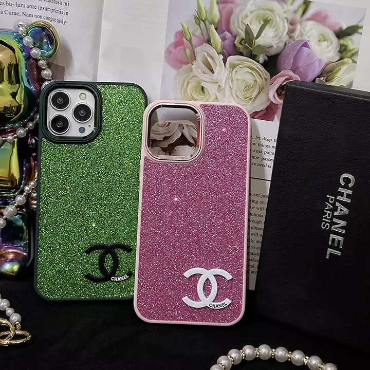 chanel sparkling glitter - covered leather iphone case with metal camera button