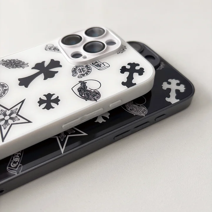 chrome hearts black and white iphone case