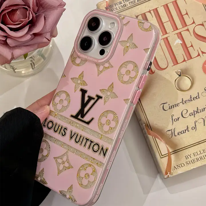  lv foundation hollow - out chanel pink checkered iphone 14/14pro case