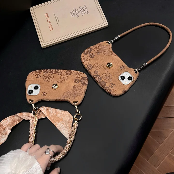 chanel brown print handbag iphone case