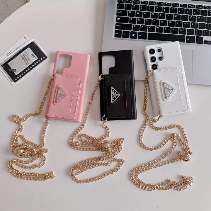 prada classic cross - grain card holder iphone case with chain strap