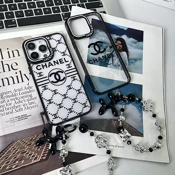 chanel acrylic silver bead chain iphone case