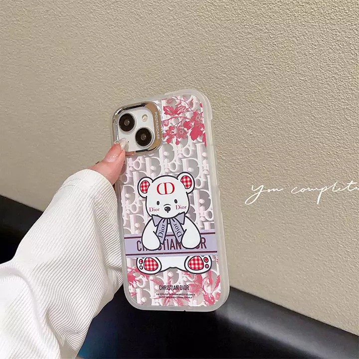 dior semi-transparent bear stand iphone 16/16pro/pro max case