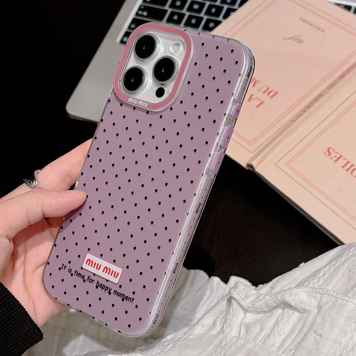  polka dot miu miu grey pink chanel iphone 16/16pro case