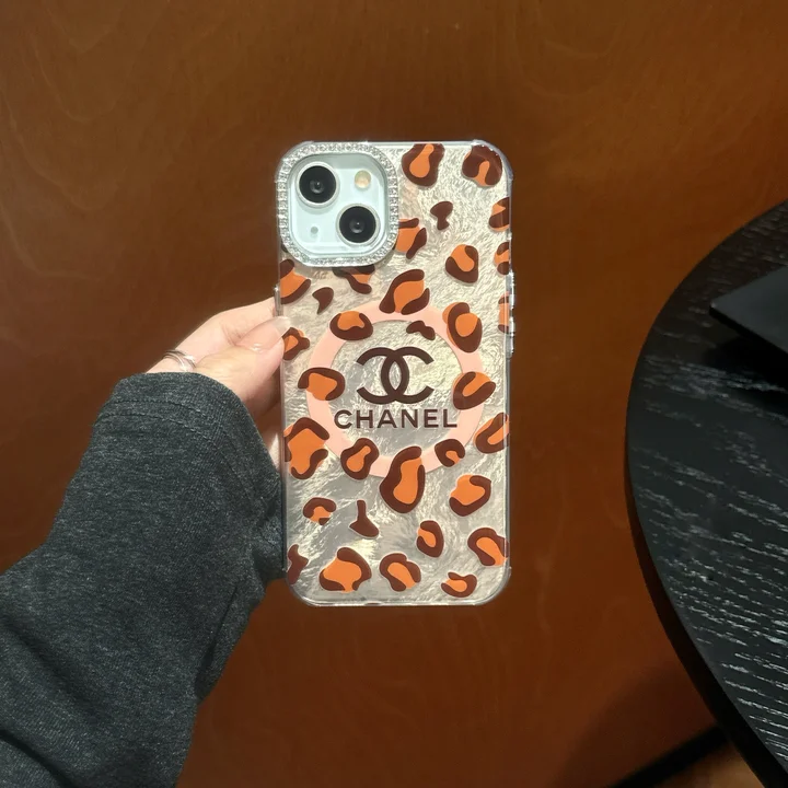 sparkling rhinestone magnetic leopard print chanel iphone case