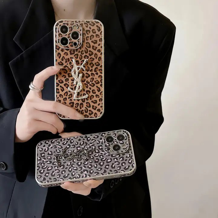 ysl electroplated leopard print leather sticker iphone case