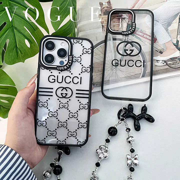 gucci acrylic silver bead chain iphone case