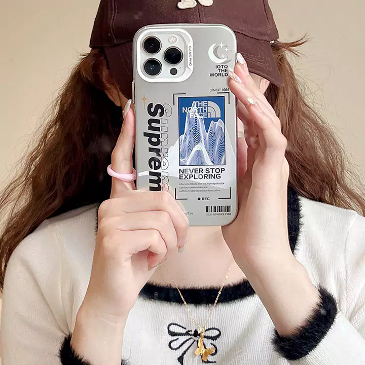 supreme the north face mountain snow electroplated silver iphone 16/16pro/pro max case