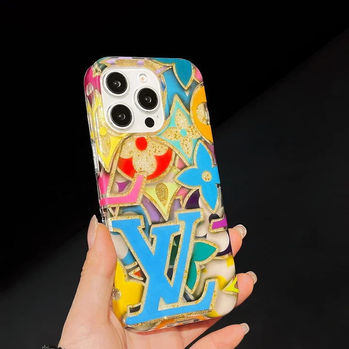  lv iridescent alphabet gold foil glitter iphone 14/14pro case