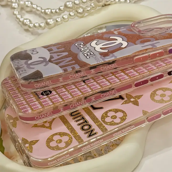  lv foundation hollow - out chanel pink checkered iphone 15/15pro case