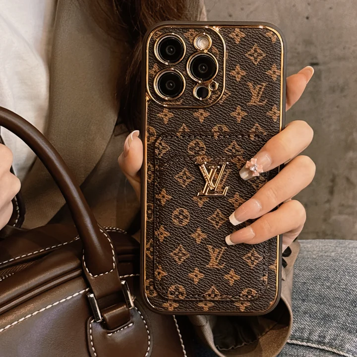  lv gucci gold rimmed gold logo card holder iphone 16/16pro case