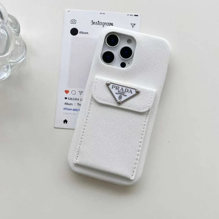 prada cross - grained cardholder half - cover iphone case