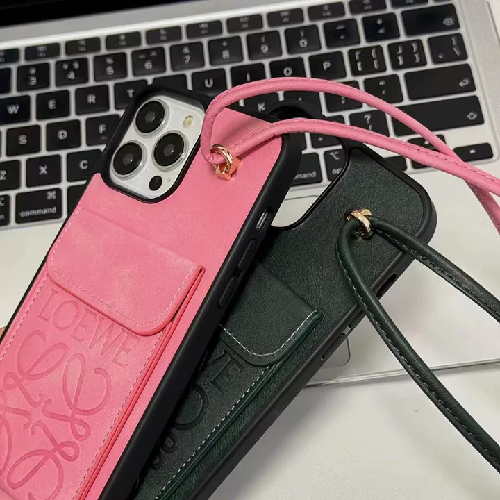 loewe pink black cross - body iphone case with card holder